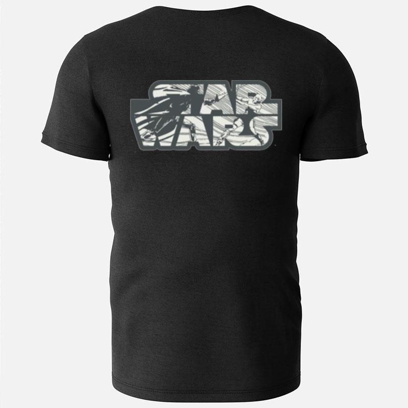 Darth Vader & Luke Skywalker Battle Star Wars Logo T-Shirts
