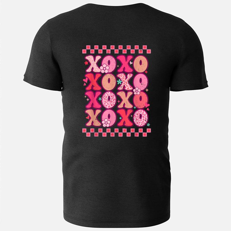 Hugs And Kisses Happy Valentines Day Xoxo Retro Leopard T-Shirts