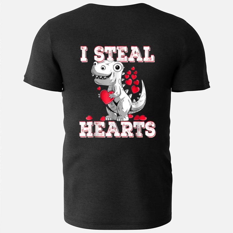 I Steal Hearts Valentines Day Cute Dinosaur Rex Boys Girls T-Shirts