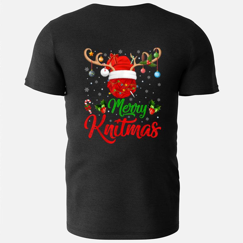 Merry Knitmas Xmas Lights Santa Knitting Christmas T-Shirts