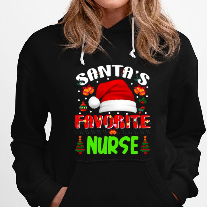 Santa's Favorite Nurse Christmas Xmas Tree Winter Nurse Christmas T-Shirts
