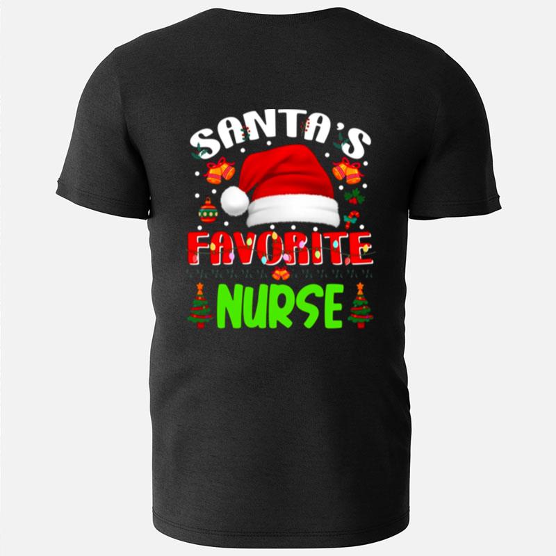 Santa's Favorite Nurse Christmas Xmas Tree Winter Nurse Christmas T-Shirts