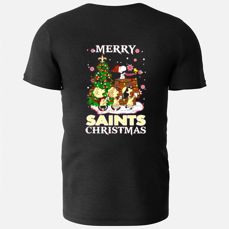Snoopy And Friends Merry New Orleans Saints Christmas T-Shirts