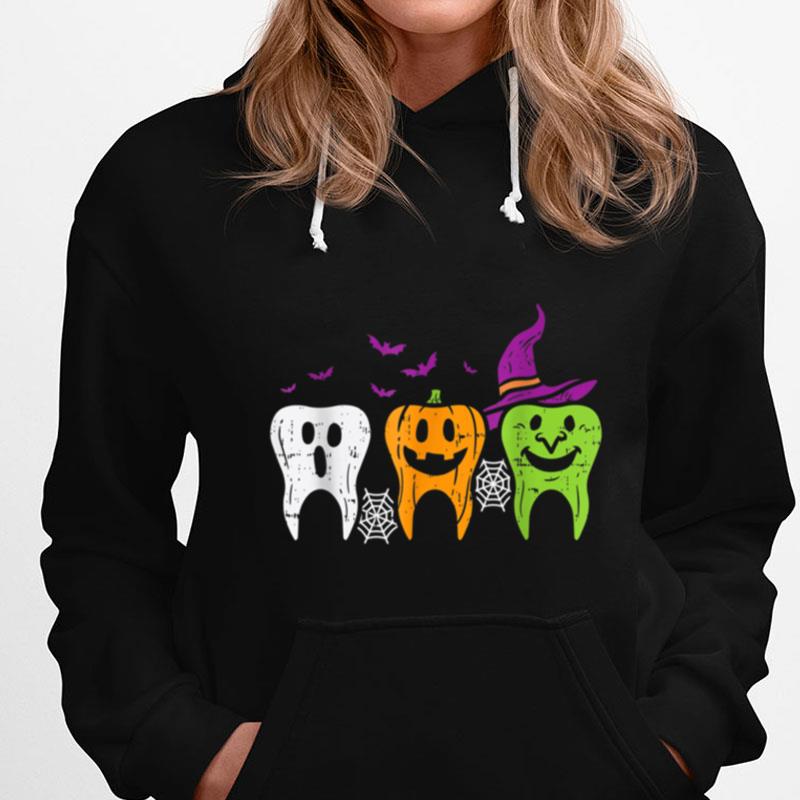 Teeth Ghost Pumpkin Witch Cute Dental Halloween Dentist T-Shirts