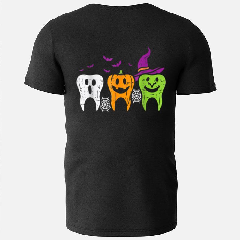 Teeth Ghost Pumpkin Witch Cute Dental Halloween Dentist T-Shirts