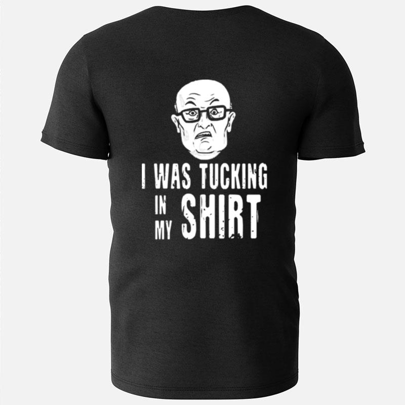 Tucking In His Rudy Giuliani T-Shirts