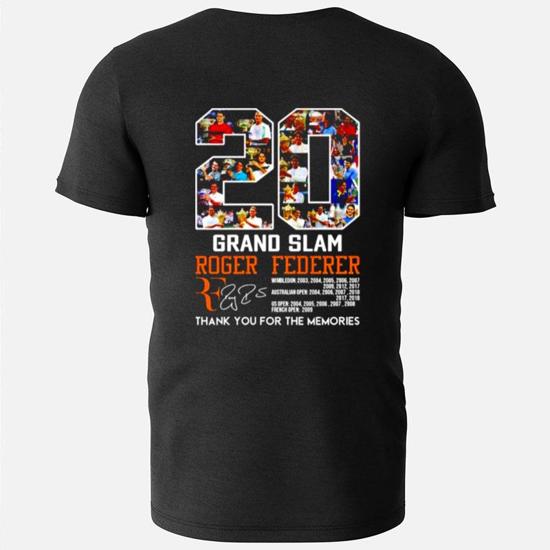 20 Grand Slam Roger Federer Thank You For The Memories Signature T-Shirts