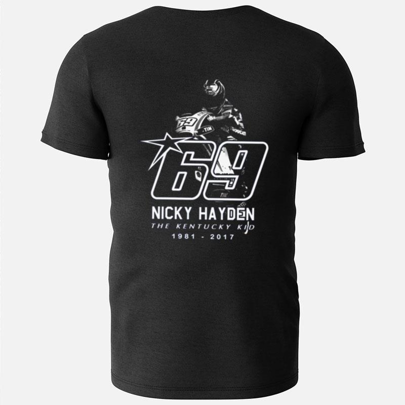 Black And White Art Nicky Hayden 69 Motorcycle Racer T-Shirts