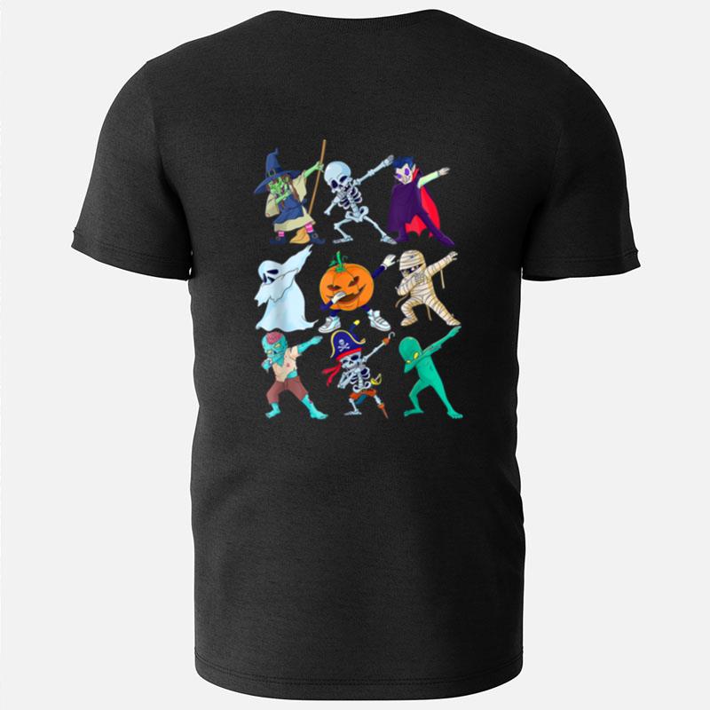 Dabbing Halloween Boys Skeleton Scary Pumpkin Dab Kids T-Shirts