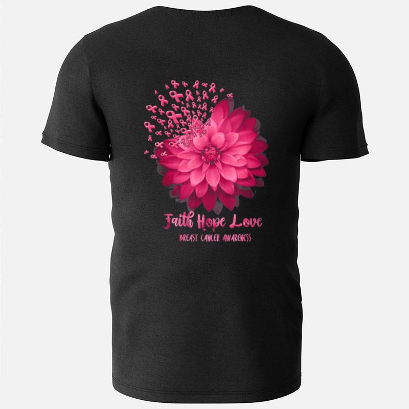 Daisy Faith Hope Love Breast Cancer Awareness Flower Ribbon T-Shirts