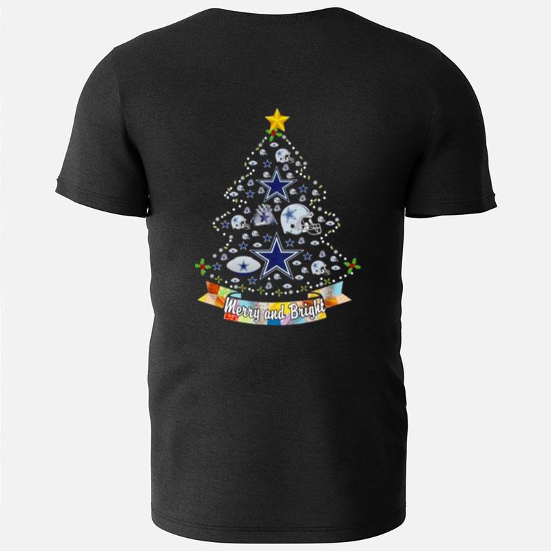 Dallas Cowboys Logo Helmet Tree Merry And Bright Christmas T-Shirts