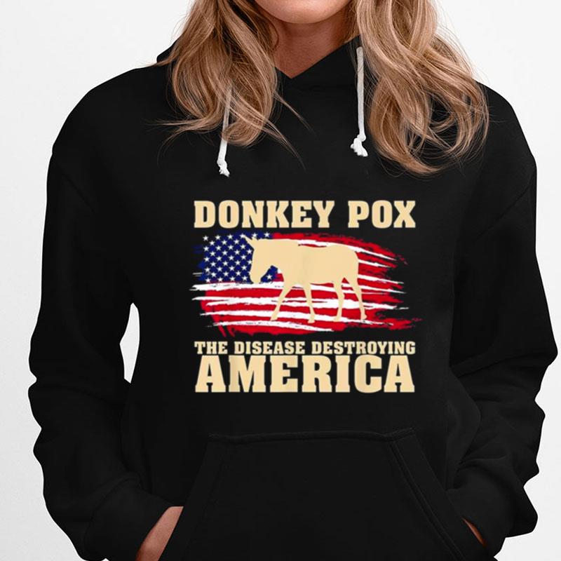 Donkey Pox The Disease Destroying American Flag T-Shirts