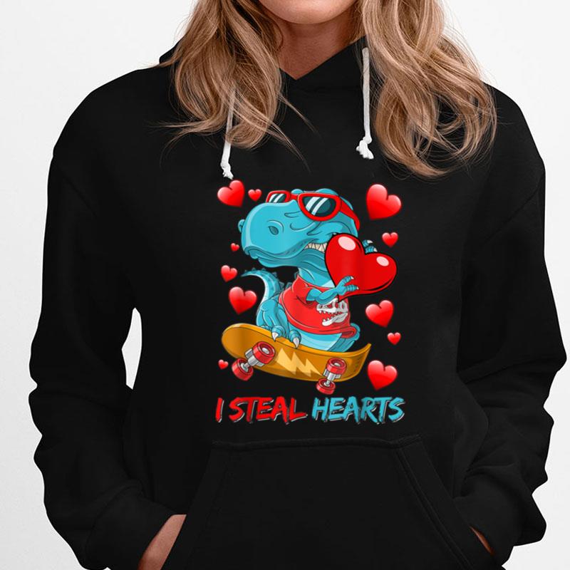 Funny Boys Valentines Day Kids Trex Dino I Steal Hearts T-Shirts