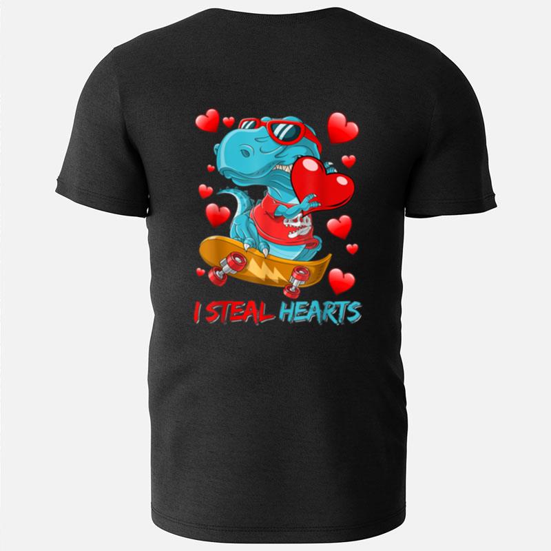 Funny Boys Valentines Day Kids Trex Dino I Steal Hearts T-Shirts