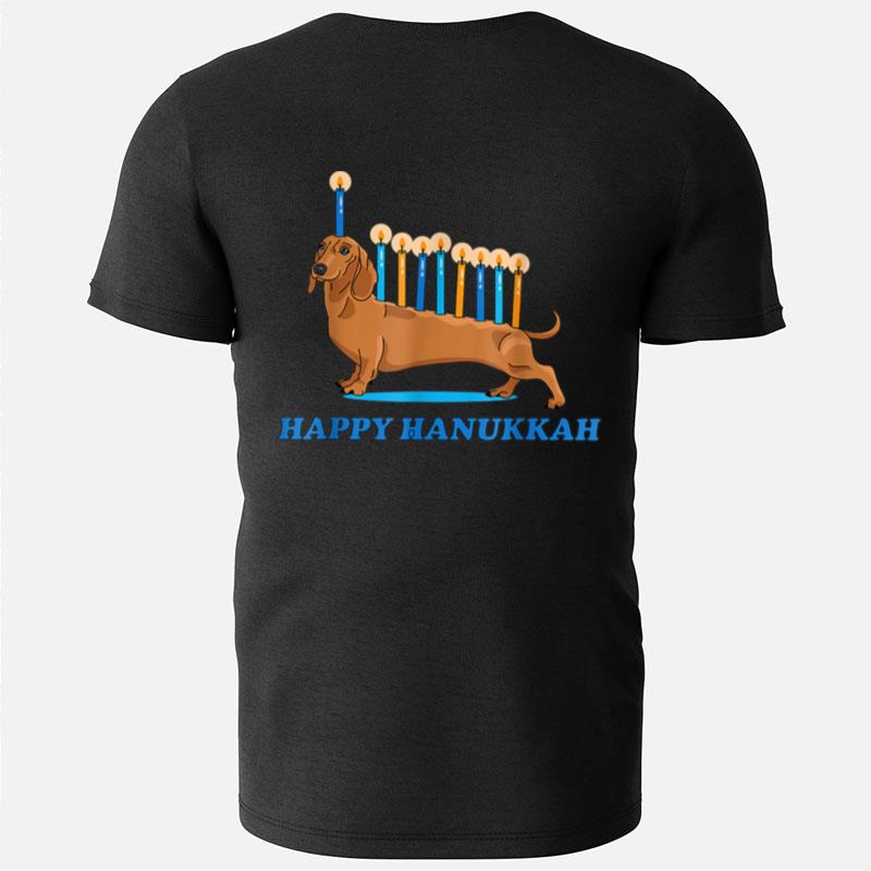 Funny Jewish Dachshund Menorah Happy Hanukkah Chanukah T-Shirts