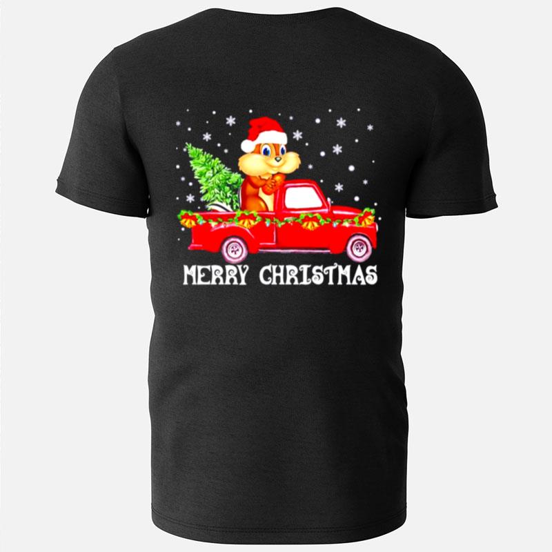 Nice Merry Christmas Chipmunk Truck Tree Xmas T-Shirts