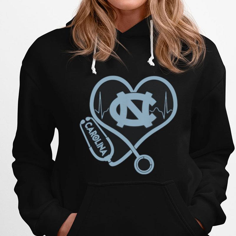 North Carolina Tar Heels Mens Basketball Nurse Stethoscope Love Heartbea T-Shirts