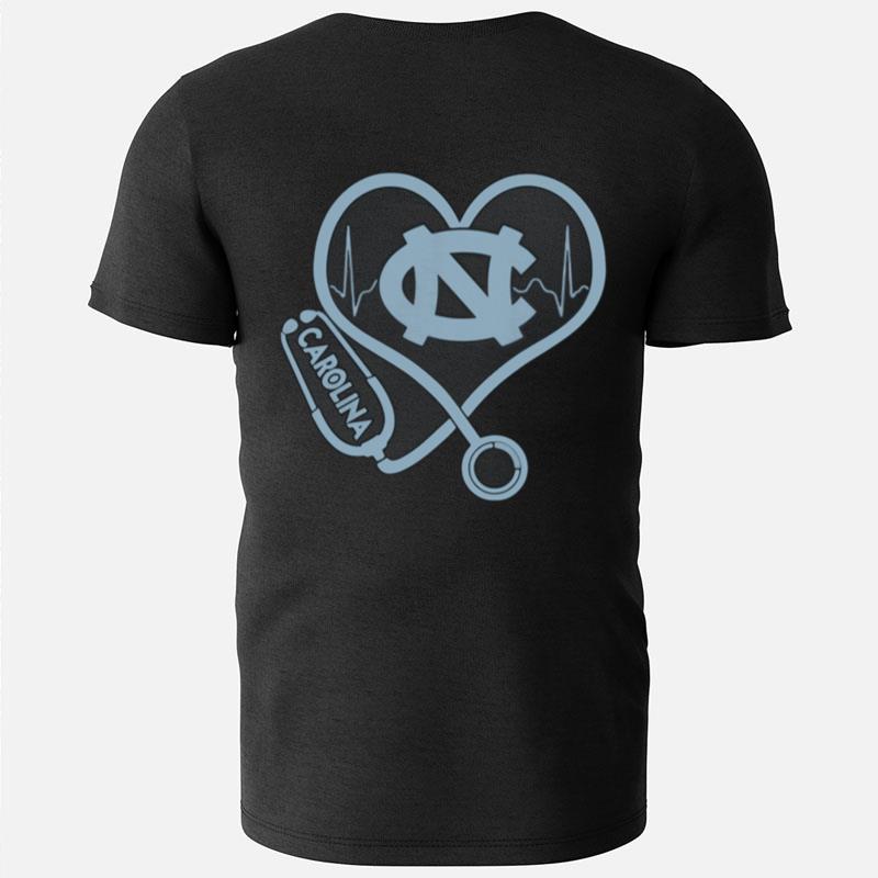 North Carolina Tar Heels Mens Basketball Nurse Stethoscope Love Heartbea T-Shirts