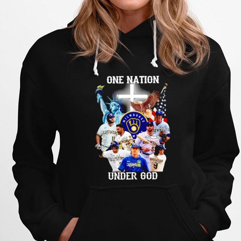 One Nation Under God Milwaukee Brewers Baseball Signature T-Shirts