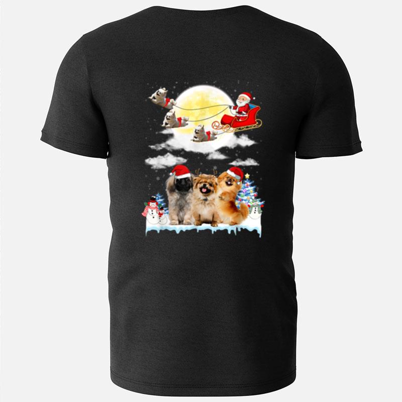 Pekingese Funny Reindeer Christmas Moon Santa Dog T-Shirts