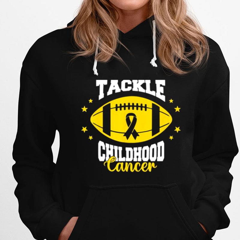 Tackle Childhood Cancer Awareness Football Gold Ribbon T-Shirts