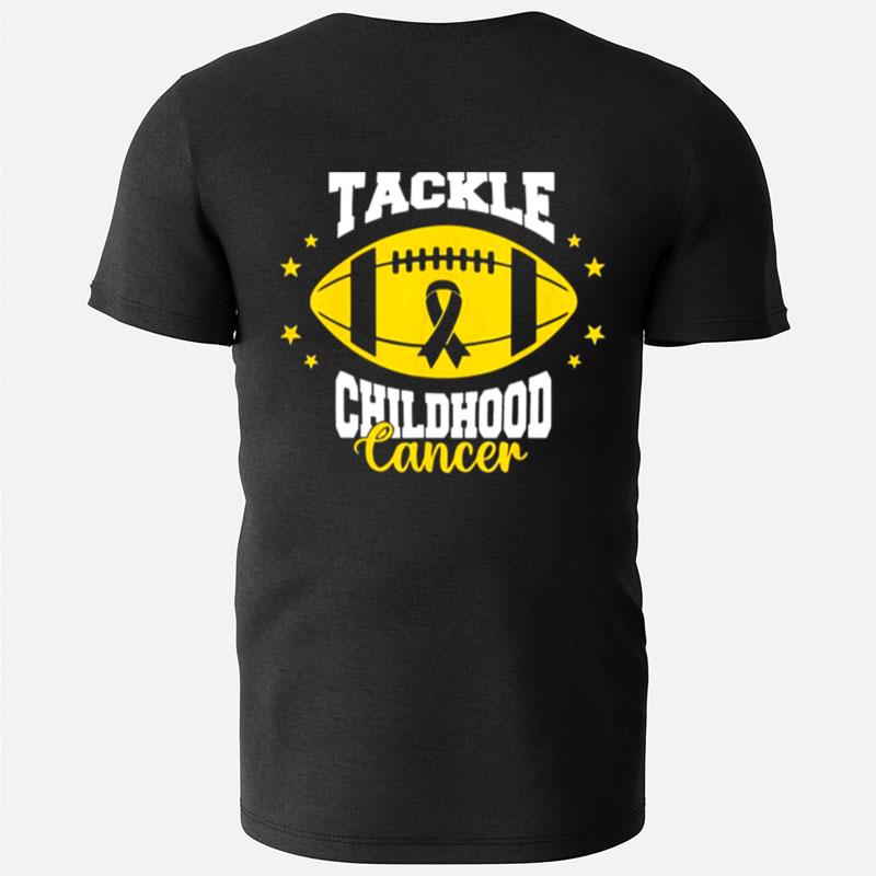 Tackle Childhood Cancer Awareness Football Gold Ribbon T-Shirts