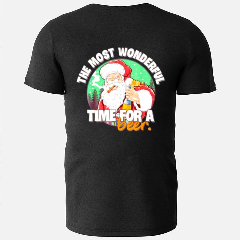 The Most Wonderful Christmas Time For A Beer Naughty Santa T-Shirts