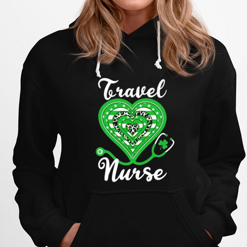 Travel Nurse Stethoscope Heart Us Flag Shamrock Leopard T-Shirts