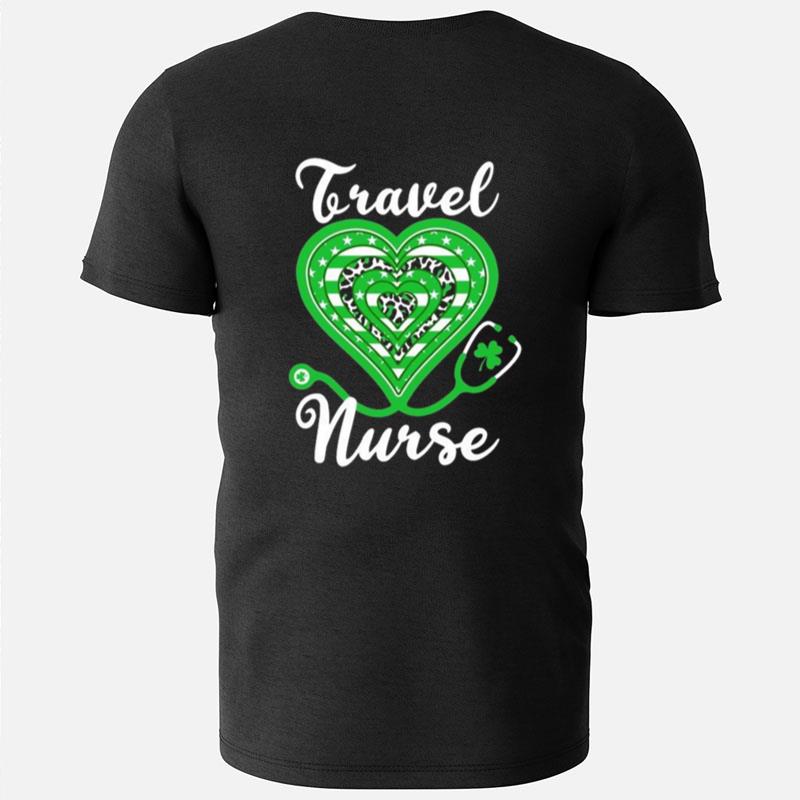 Travel Nurse Stethoscope Heart Us Flag Shamrock Leopard T-Shirts