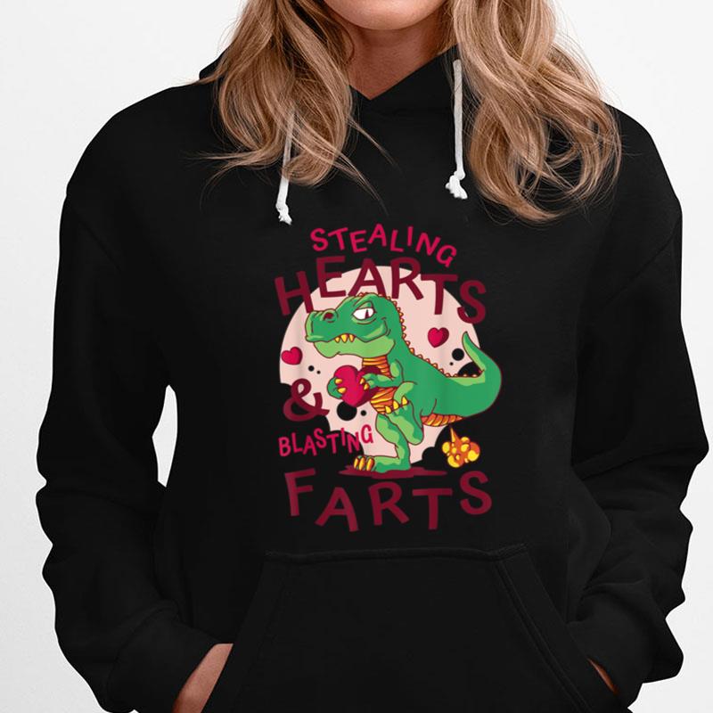 Valentines Day Funny Dinosaur Lover Stealing Hearts Farts T-Shirts