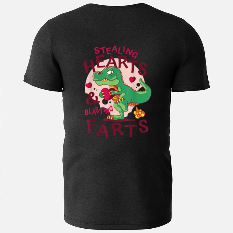 Valentines Day Funny Dinosaur Lover Stealing Hearts Farts T-Shirts