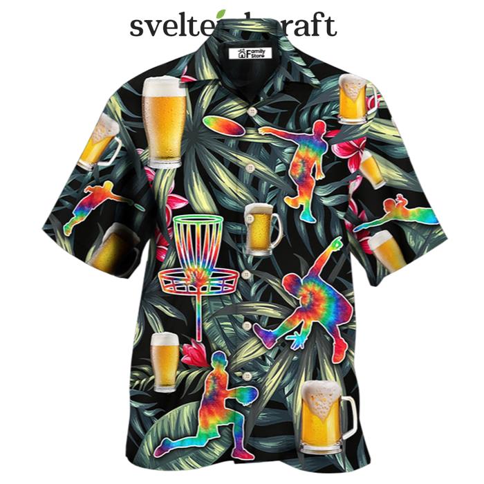 Beer And Disc Golf Tropical Flower Tie Dye Hawaiian Shirt
