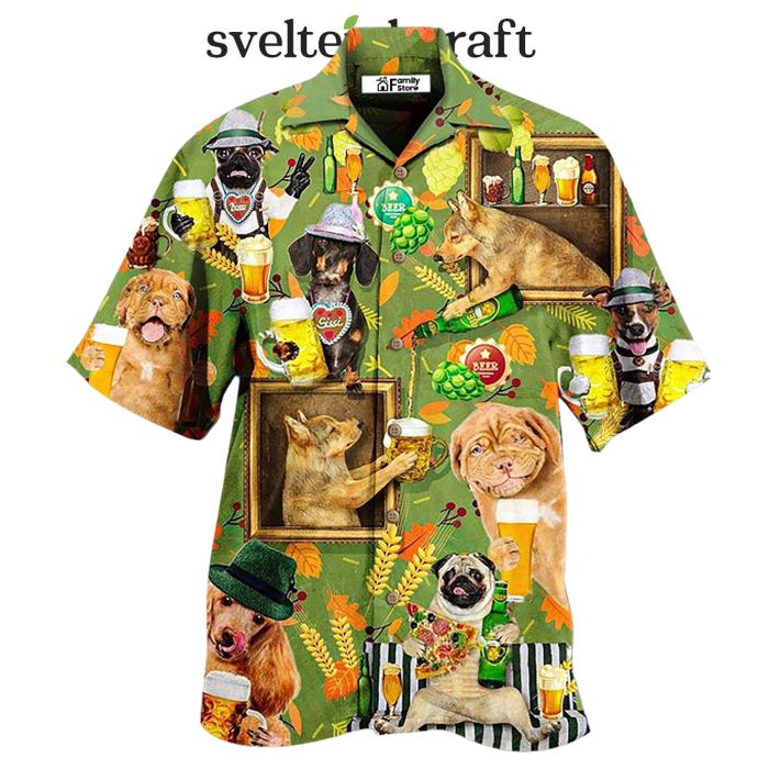 Beer Dogs Green Style Hawaiian Shirt
