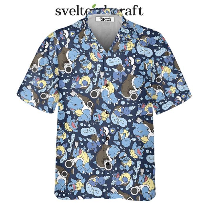 Blastoise Wartortle Squirtle Pokemon Pattern Hawaiian Shirt