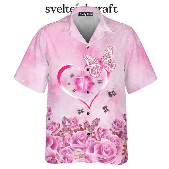 Breast Cancer Awareness Strong Girl And Rose Pink Hawaiian Shirt
