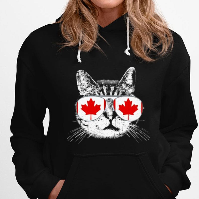 Cat Glasse Happy Canada Flag T-Shirts