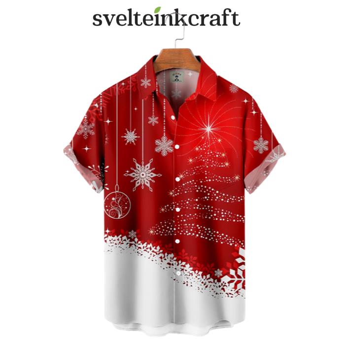 Christmas Glitter Tree Snowflake Hawaiian Shirt