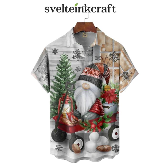 Christmas Gnome And Snowflake Hawaiian Shirt