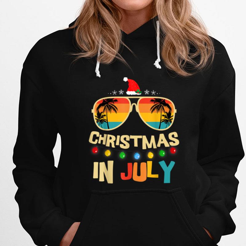 Christmas In July Santa Hat Sunglasses Summer Vacation T-Shirts