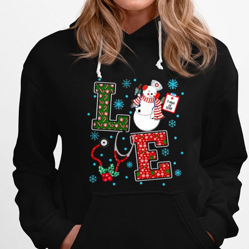 Christmas Love Cute Medical Snowman Holly Nurse Chirtmas T-Shirts
