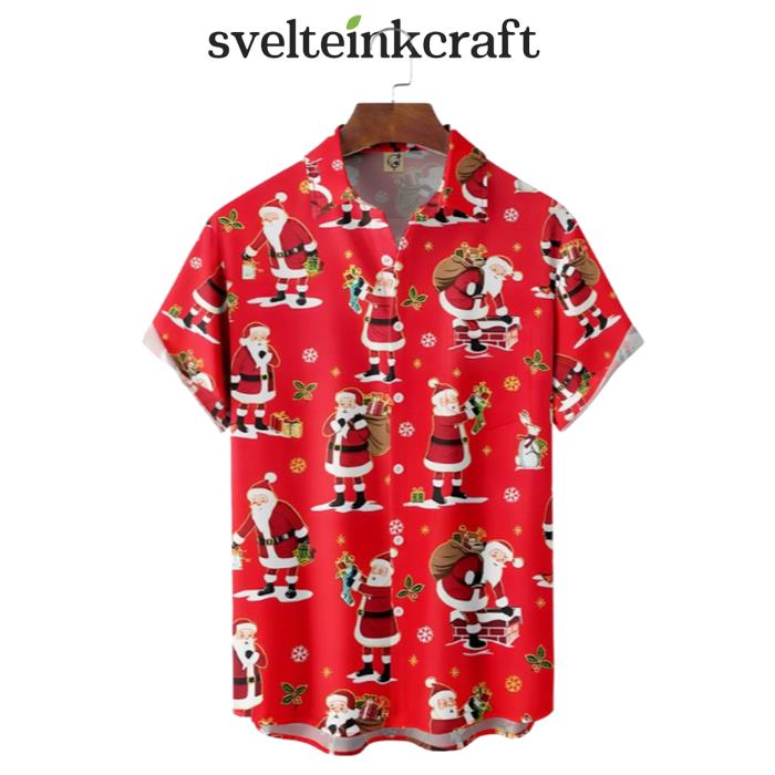 Christmas Pattern Santa With Gifts Hawaiian Shirt