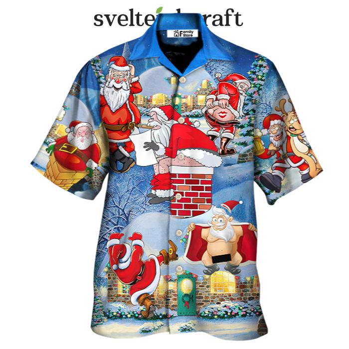 Christmas Rebellious Santa Claus Drunk Beer Troll Xmas Funny Hawaiian Shirt