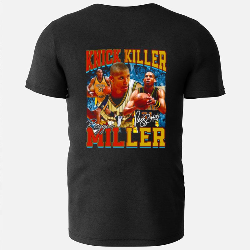 Collage Design Reggie Miller Choke Signature Basketball T-Shirts