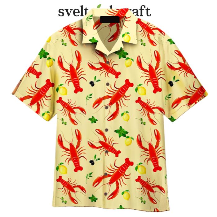 Crawfish Crew Lemon Pattern Yellow Tropical Hawaiian Shirt