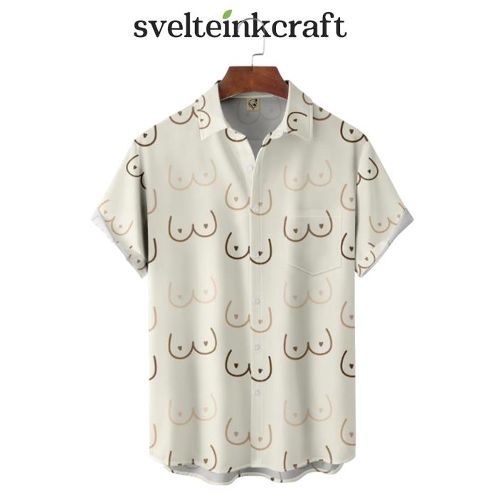 Curve And Dots Cream Color Hawaiian Shirt