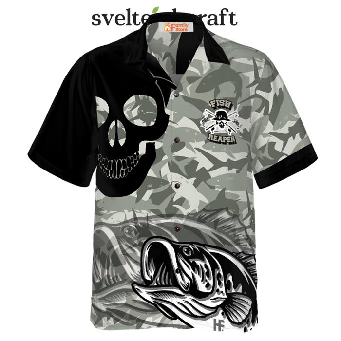 Eat Sleep Fishing Repeat Skull Camouflage Hawaiian Shirt