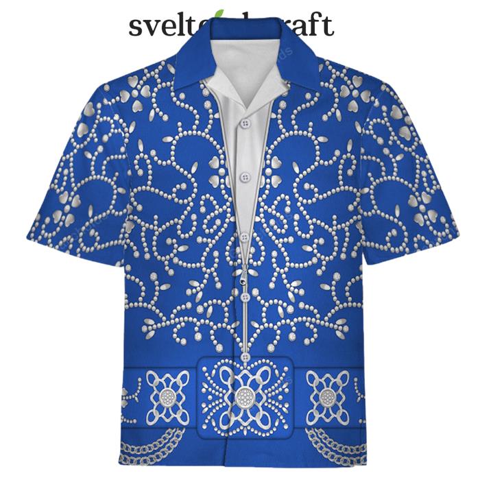 Elvis Blue Swirl Blue Hawaiian Shirt