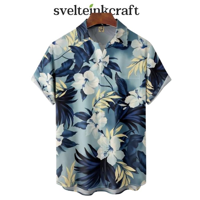Floral Flower Bloom Blue Summer Vibes Hawaiian Shirt