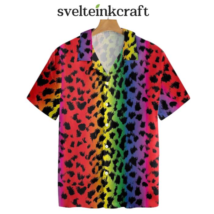 For Gay Cool Leopard Skin With Rainbow Color LGBT Hawaiian Shirt