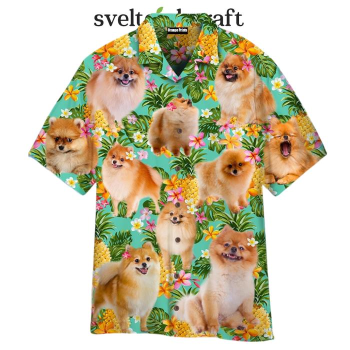 Funny Pomeranian Dog Pinapple Tropical Hawaiian Shirt